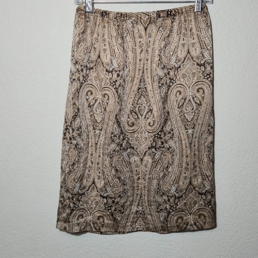 Vintage Bill Blass Paisley Silk Blend Midi Skirt - Size 8